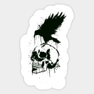 Ink Raven and Skull Sticker